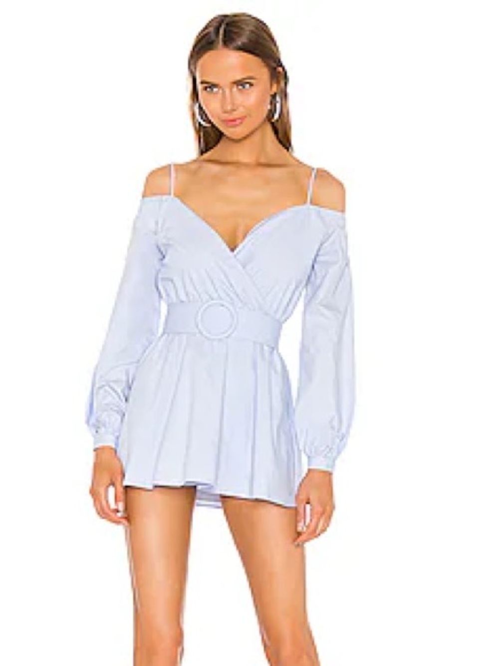 MORE TO COME Light blue belted dress